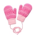 thumbnail image 1 of Fgnfyis Kids Winter Gloves Knitted Thermal Lined Thick Cartoon Print Neck Lanyard Mittens Hot Pink_002, 1 of 6