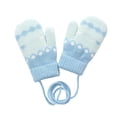 thumbnail image 1 of Fgnfyis Kids Winter Gloves Soft Knitted Thermal Lined Cartoon Print Neck Lanyard Mittens Cold Weather Handwear Light Blue_001, 1 of 3