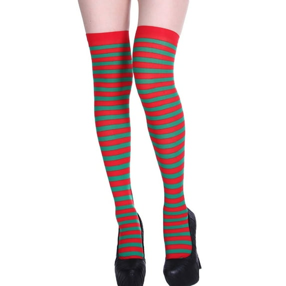 Fgnfyis Knee High Print Props Long Dress Socks for Women Stripe Fancy Dress Party Socks Fashion Statement Novelty Wear Red