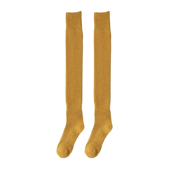 Fgnfyis Knee High Stockings Autumn Winter High Tube Warm Long Tube Ladies Solid Color Loop Hosiery 3 Pairs Yellow