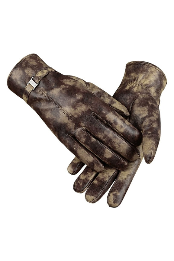 Ladies Autumn Winter Solid Color Leather Gloves Windproof Thermal Lined Warm for Fashion Cold Protection and Daily Use Bronze