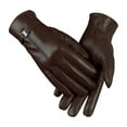 thumbnail image 1 of Fgnfyis Ladies 2024 Autumn Winter Solid Color Versatile Windproof Thick Cold Leather Gloves Mittens Brown L, 1 of 4
