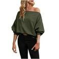 thumbnail image 1 of Fgnfyis Ladies Autumn Off Shoulder Sweatshirt Pullover Top for Casual Fashion Wear Green S, 1 of 4
