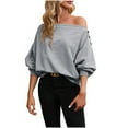 thumbnail image 1 of Fgnfyis Ladies Autumn Off Shoulder Sweatshirt Pullover Top for Casual Fashion Wear Grey S, 1 of 4