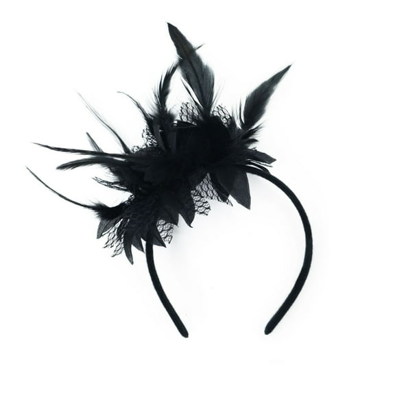 Fgnfyis Ladies Carnival Feather Headband Floral Hair Accessory for European Parties Bridal Events Black One Size