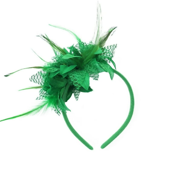 Fgnfyis Ladies Carnival Feather Headband Floral Hair Accessory for European Parties Bridal Events Green One Size