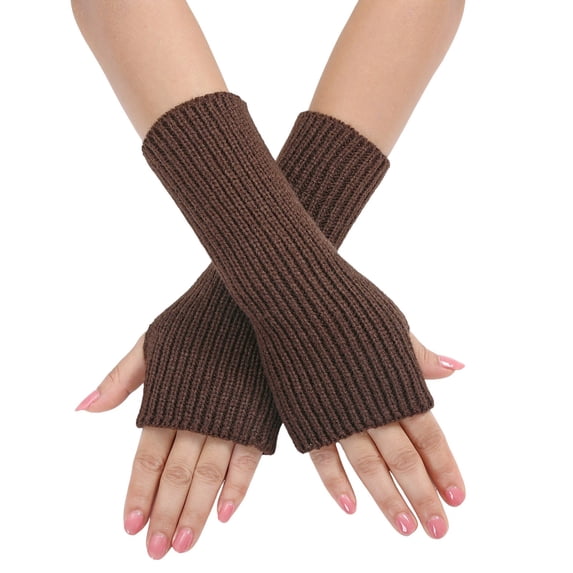 Fgnfyis Ladies Fashion Convertible Knit Mittens Gloves Warm Fingerless Winter Flowers Design Coffee One Size