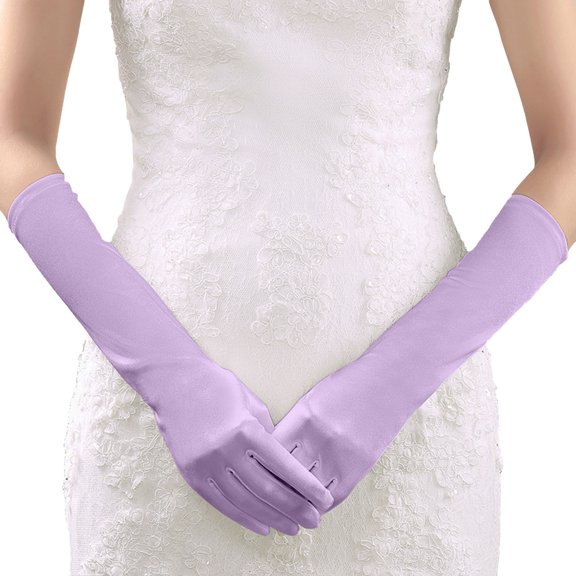 Fgnfyis Ladies Solid Color Satin Gloves for Wedding Party Photography Carnival Formal Event Accessories and Elegant Wear Light Blue