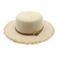 thumbnail image 1 of Fgnfyis Ladies Wide Brim Raffia Straw Sun Hat Summer Beach Travel Accessory With Adjustable Belt Beige One Size, 1 of 3