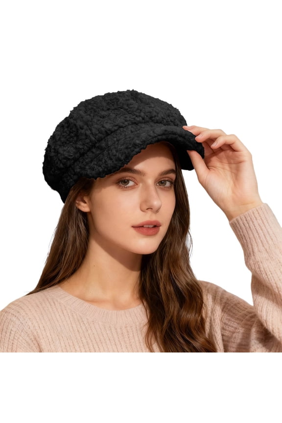Lamb Beret Baseball Cap Fashionable Daily Wear Japanese Style British Painter Hat Womens Hats Black