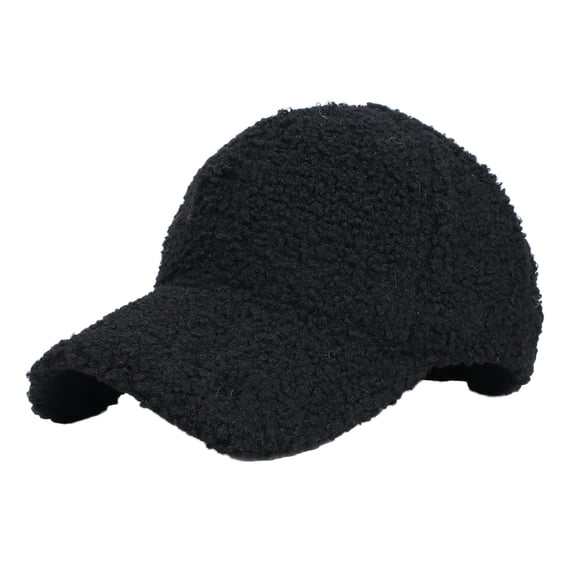 Fgnfyis Lamb Wool Baseball Cap for Men & Women, Teddy Warm Winter Sports Hat - Winter Hats for Men Black