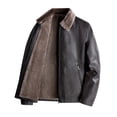 thumbnail image 1 of Fgnfyis Leather Jacket for Men Winter Lapel Plus Thickened One Large Size Mens Winter Coat Coffee XL, 1 of 6