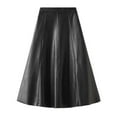 thumbnail image 1 of Fgnfyis Leather Skirt Women's High Waist Wide Swing Umbrella Skirt Pleated A-line Skirt PU Leather Black M, 1 of 6