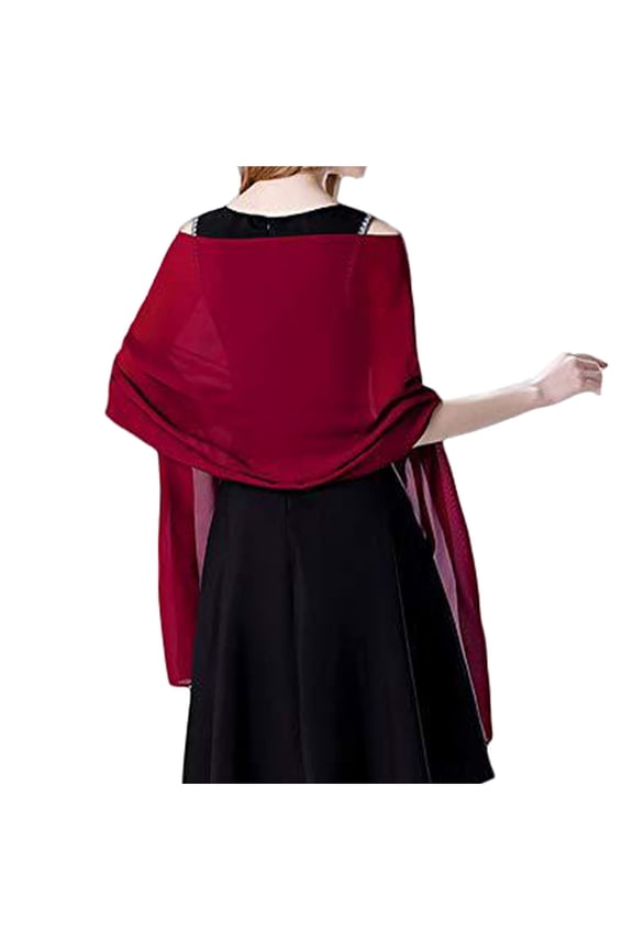 Lightweight Soft Chiffon Scarf Shawl Wrap for Dresses Womens Versatile Fashion Accessory Dark Red