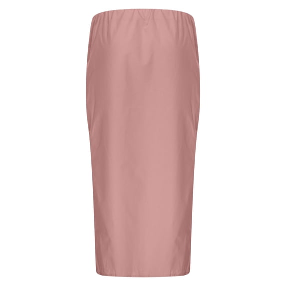 Fgnfyis Linen Flared Maxi Skirt with Back Slit Elastic Waist Drawstring Long Flowy Ankle Length Skirt for Women Comfortable Style Pink M