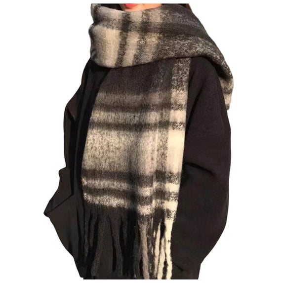 Fgnfyis Loop Yarn Plaid Scarf for Women Cozy Warm Winter Fashion Soft Textured Wrap Shawl Elegant Everyday Style Coffee