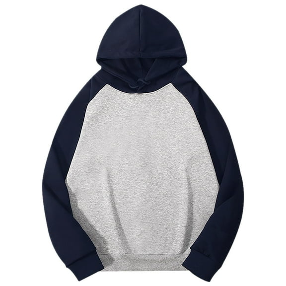 Fgnfyis Male Hooded Pullover Long Sleeved Sweatshirt with Matching Color Raglan Sleeve Sweatshirt Mens Sweatshirts Navy S