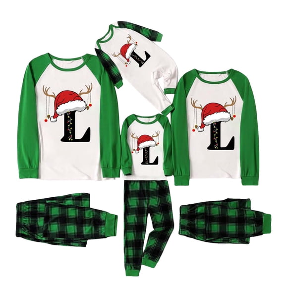 Fgnfyis Matching Family Outfits Christmas Deer Horn Hat Letter Print Long Sleeve Pajamas Set Loungewear