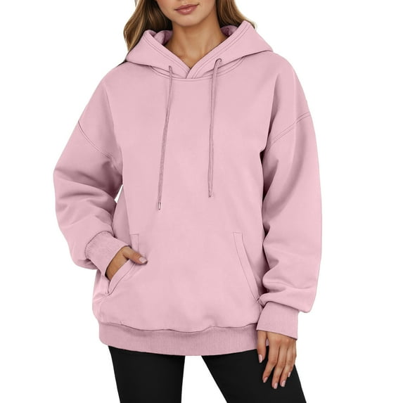 Fgnfyis Men Casual Pullover Hoodie Long Sleeve Comfortable Winter Warm Lined with Drawstring Pocket for Daily Pink XXL