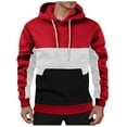 thumbnail image 1 of Fgnfyis Men Color Blocked Drawstring Pocket Hooded Sweatshirt Casual Loose Comfortable Business Men's Fashion Hoodies & Sweatshirts Red L, 1 of 5