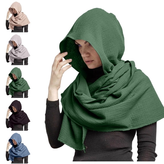 Fgnfyis Men Hooded Scarf Winter Crinkle Soft Neck Cover Mens Winter Hats Warm Outdoor Shawl Cap
