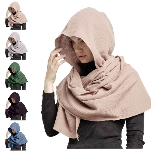 Fgnfyis Men Hooded Scarf Winter Crinkle Soft Neck Cover Mens Winter Hats Warm Outdoor Shawl Cap