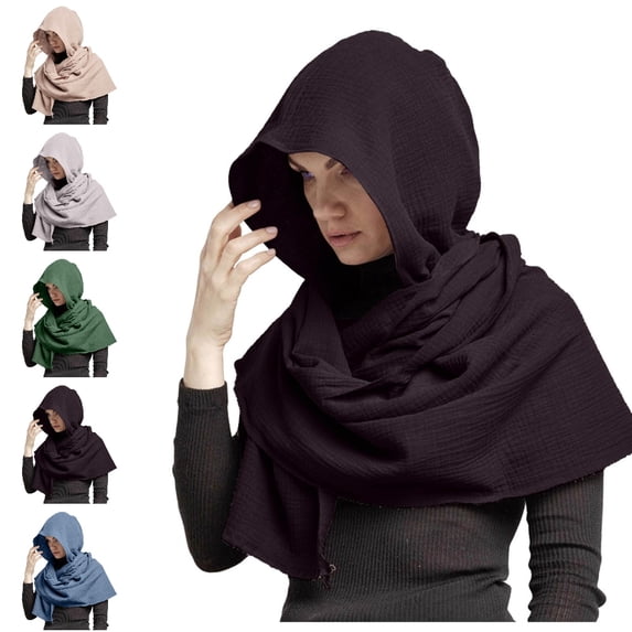 Fgnfyis Men Hooded Scarf Winter Crinkle Soft Neck Cover Mens Winter Hats Warm Outdoor Shawl Cap