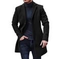 thumbnail image 1 of Fgnfyis Men Winter Jacket Plus Size Winter Coat Lapel Long Sleeve Padded Thicken Wool Blend Overcoat Stand Collar Winter Coats for Men Black XXXL, 1 of 4