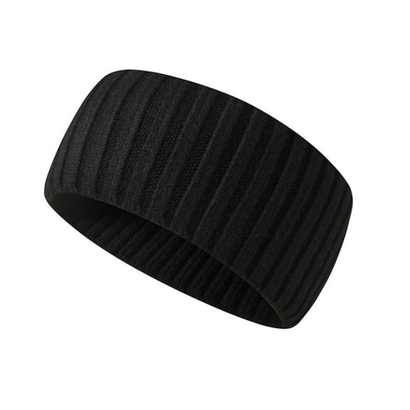 Fgnfyis Men and Women Elastic Knitted Headband Girls Sport Hairband for Running and Fitness Warm and Stretchy Black