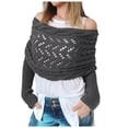 thumbnail image 1 of Fgnfyis Men and Women Fashion Casual Solid Color Knitted Wool Openwork Long Shawl Bib Scarf for Autumn Winter Outdoor Wear Grey, 1 of 9
