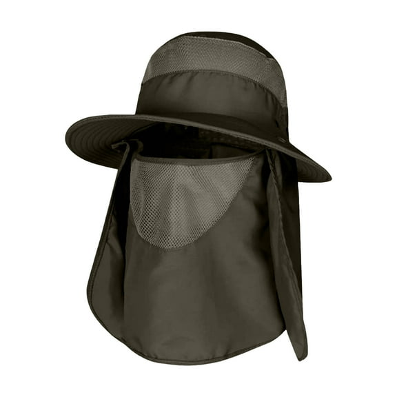 Fgnfyis Men and Women Summer Sun Hat Wide Brim Outdoor Foldable Ponytail Bucket Cap for Beach Fishing Winter Hats for Men Army Green