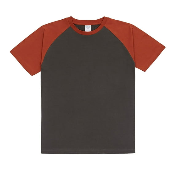 Fgnfyis Men’s 230g Solid Color Retro Heavy Shoulder T Shirt Pure Cotton Matching Color Loose Short Sleeve Raglan Contrast T Shirt Men's T-Shirts Dark Gray M