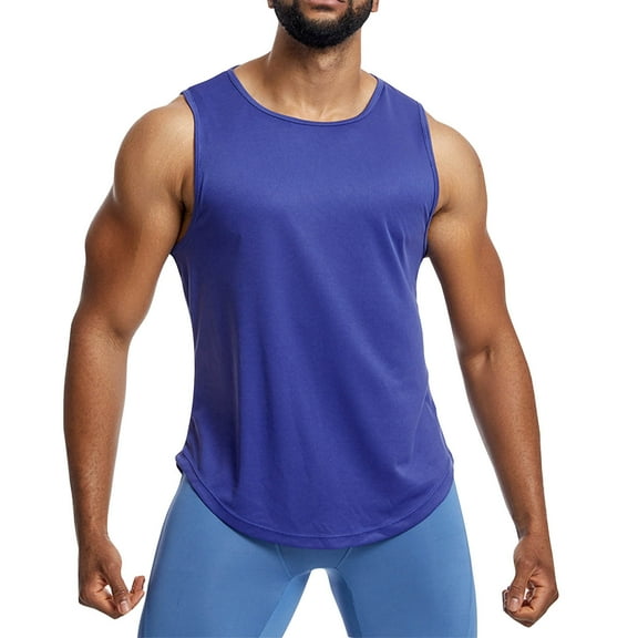 Fgnfyis Men's Athletic Tank Tops Loose Fit for Sports Running and Fitness Exercise Basketball Training Vest Mens Tank Tops Dark Blue M