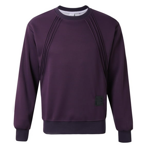 Fgnfyis Men's Autumn Design Sense Fashion Round Neck Sweater Mens Crewneck Sweatshirt Purple XL