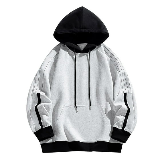 Fgnfyis Men's Autumn Long Sleeved Hooded Sweatshirt with Pockets Loose Hooded Sportswear Youth Hooded Sweatshirt Men's Sweatshirts Grey XL
