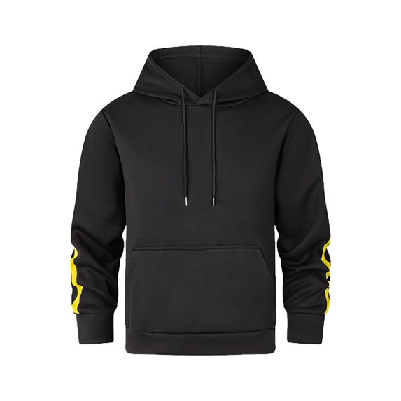 Fgnfyis Men's Autumn and Winter Hoodie Sports Hoodie Comfortable Casual Loose Patchwork Solid Color Hooded Sweater Top Hoodies for Men Black XXL