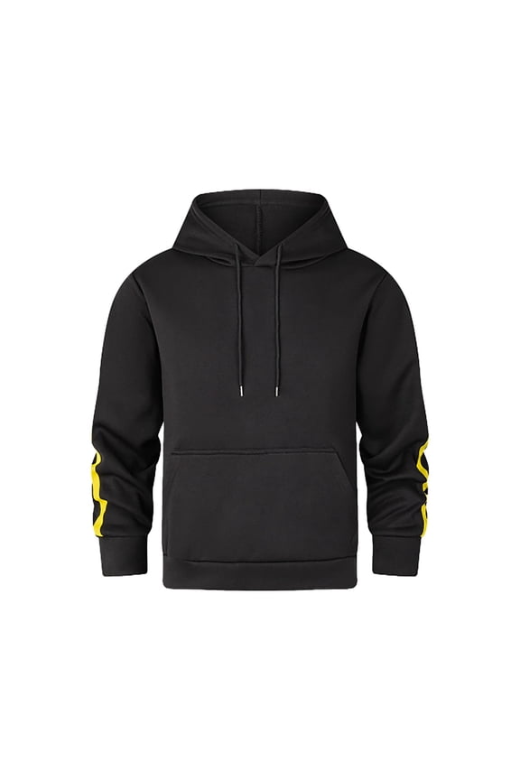 Men's Autumn and Winter Hoodie Sports Hoodie Comfortable Casual Loose Patchwork Solid Color Hooded Sweater Top Hoodies for Men Black XXL