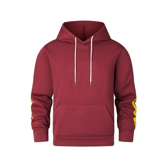 Fgnfyis Men's Autumn and Winter Hoodie Sports Hoodie Comfortable Casual Loose Patchwork Solid Color Hooded Sweater Top Hoodies for Men Red S