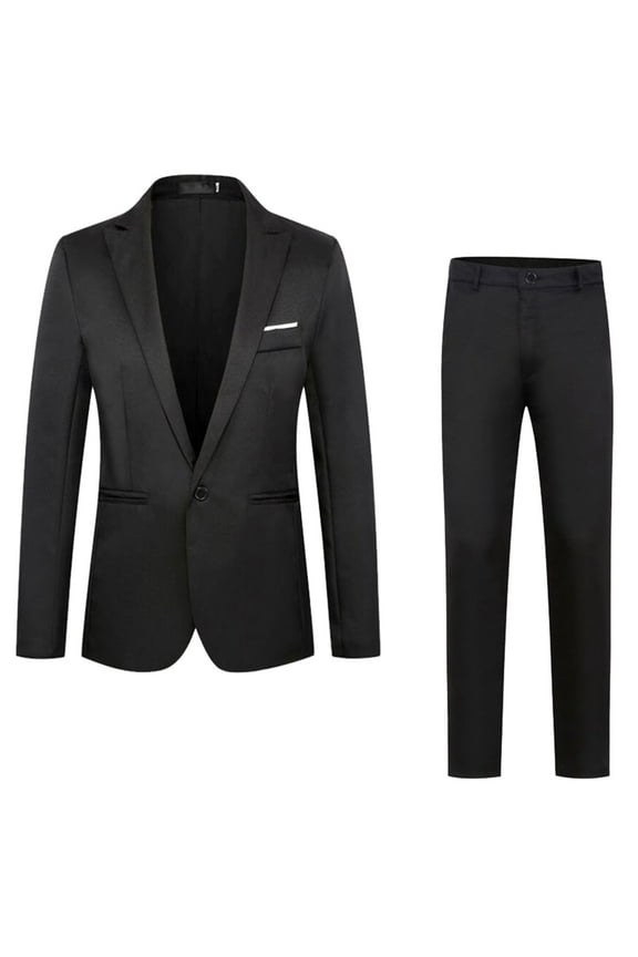 Men's Business New and Fashion Slim Fit Color Classic Single Leisure Suit Two Suits Suits for Men Black XL