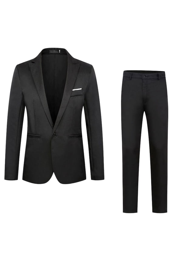 Men's Business New and Fashion Slim Fit Color Classic Single Leisure Suit Two Suits Suits for Men Black XXXL