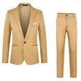 thumbnail image 1 of Fgnfyis Men's Business New and Fashion Slim Fit Color Classic Single Leisure Suit Two Suits Suits for Men Khaki XXXXXL, 1 of 2