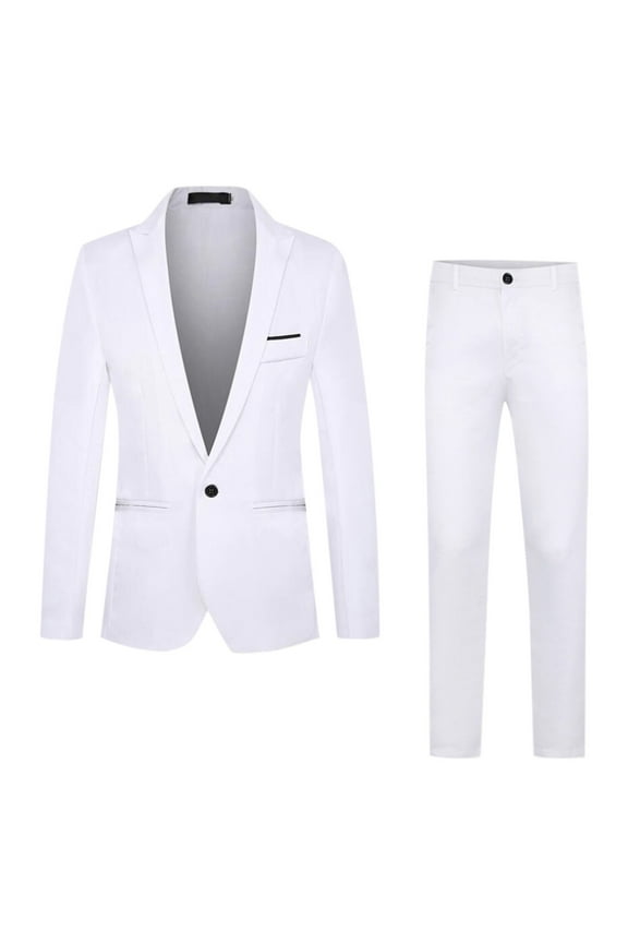 Men's Business New and Fashion Slim Fit Color Classic Single Leisure Suit Two Suits Suits for Men White XXXL
