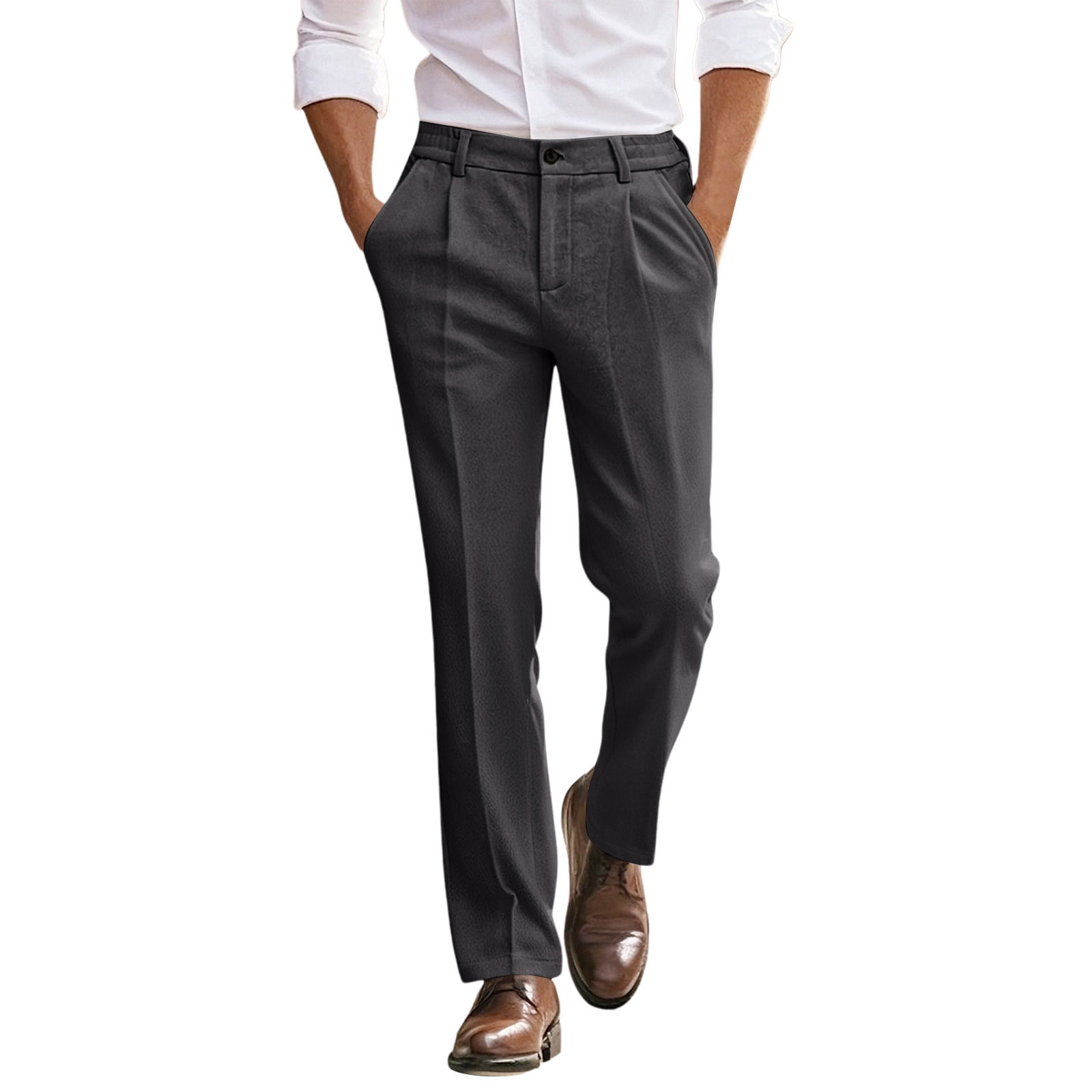 Fgnfyis Men's Business Style Solid Colour Straight Slim Fit Trousers — free download
