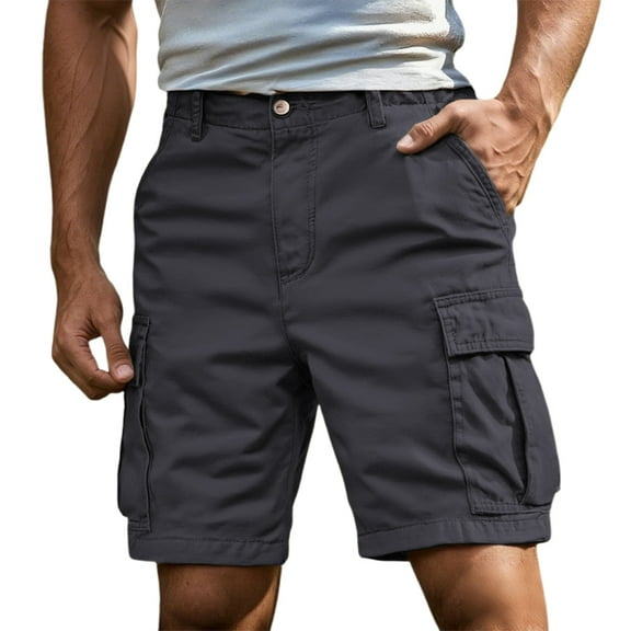 Fgnfyis Men's Cargo Pants Outdoor Casual Shorts Lightweight Breathable Utility Workwear for Hiking Travel Daily Wear Mens Shorts Grey XL