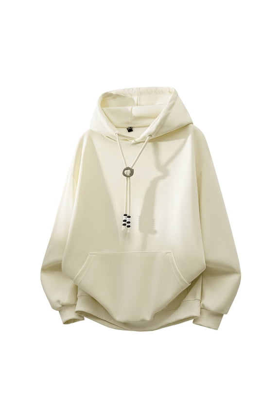 Men's Casual Hooded Sweatshirt Long Sleeve Pullover Comfortable Lightweight Breathable Soft Blend for Everyday Wear Mens Sweatshirts Beige XL