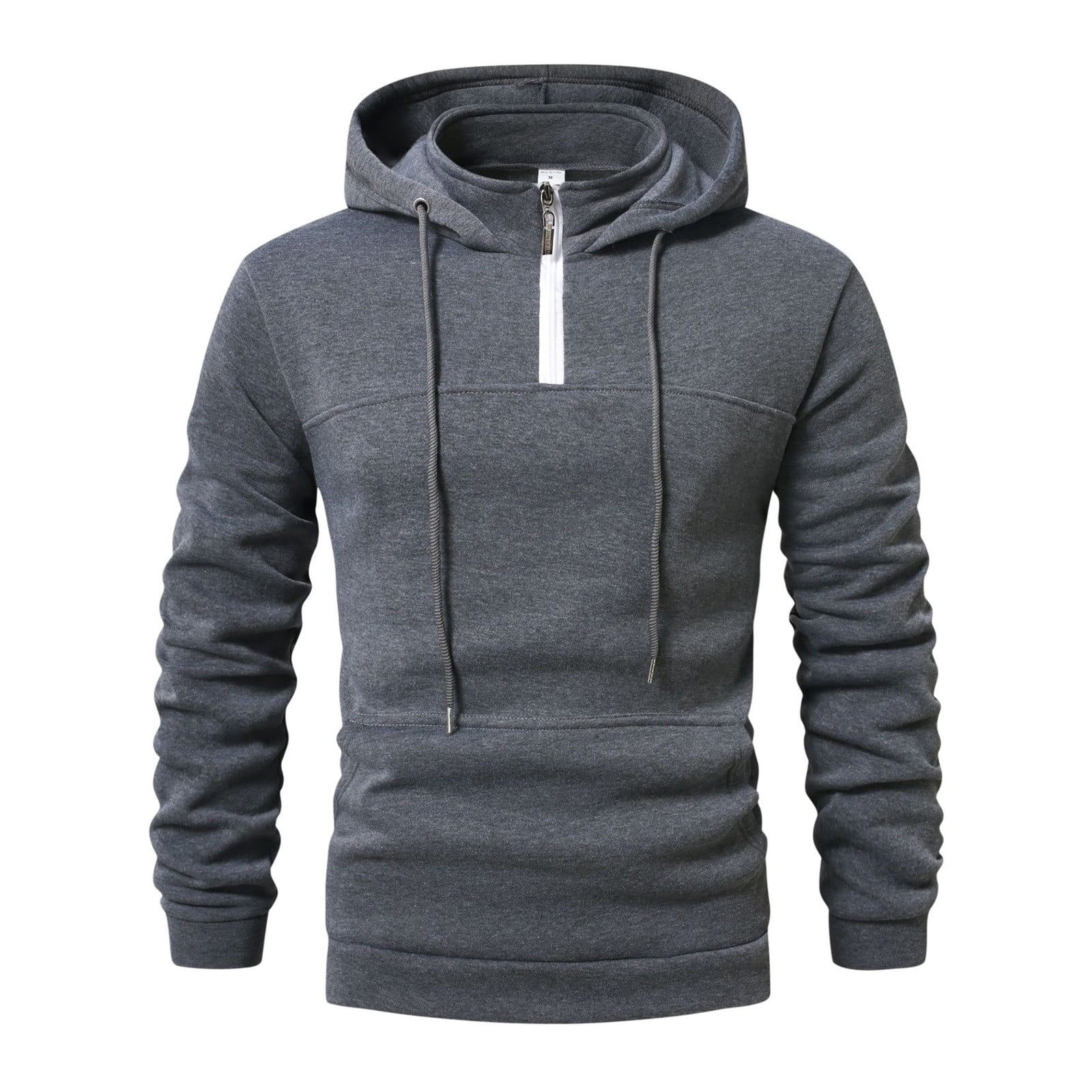 Men's Casual Hooded Sweater - Textured Solid Color for Spring/Fall