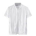 thumbnail image 1 of Fgnfyis Men's Casual Lightweight Breathable Mesh Cycling Travel Zip Vest for Summer Activities Tank Top for Men White L, 1 of 2