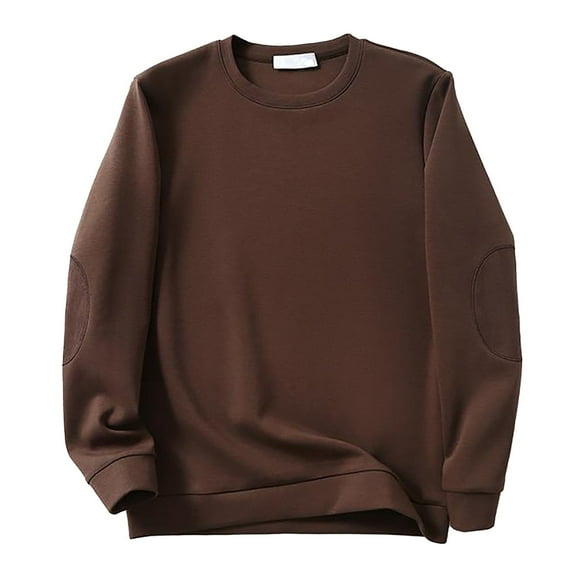 Fgnfyis Men's Casual Oversized Pullovers Long Sleeve Round Neck Sweatshirt Color Tops Crewneck Sweatshirt Coffee M