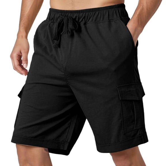 Fgnfyis Men's Casual Pants Relaxed Fit Work Trousers Pocket Stylish Everyday Wear Comfortable Spring Summer Mens Shorts Black XXL