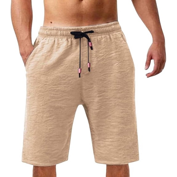 Fgnfyis Men's Casual Shorts Summer Breathable Comfortable Loose Fit Athletic Outdoor Sports Shorts for Daily Wear Mens Casual Shorts Khaki M